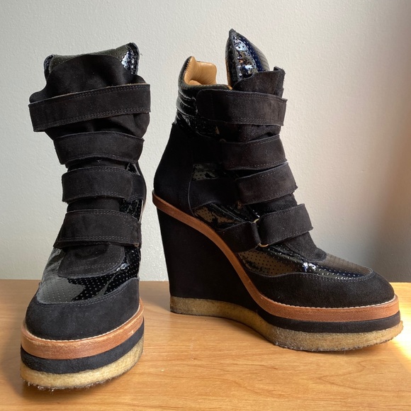 Isabel Marant Shoes - Isabel Marant Black Beckett Sneaker Wedge Heel Size 39